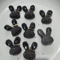 black glitter bunny resin charm flatback for badge reel DIY