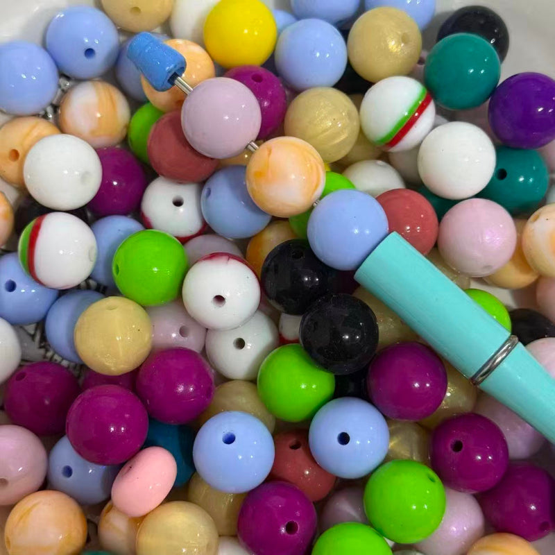 16mm shiny silicone beads glossy round colorful beads for pen making jewelry DIY crafts