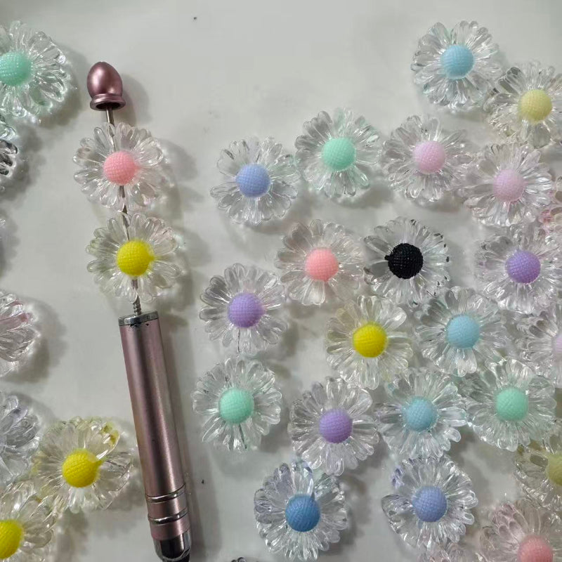 sunflower acrylic beads mix color transparent flower beads for pen making DIY crafts