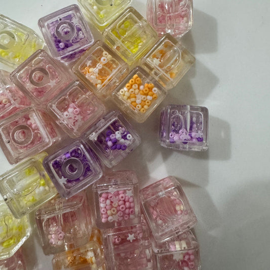 water style acrylic beads transparent mix color square beads for pen making DIY crafts