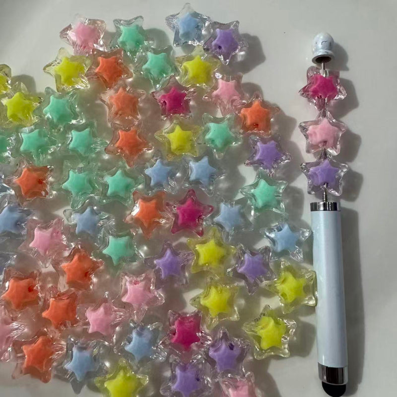 small star acrylic beads mixed colors for beadable pens