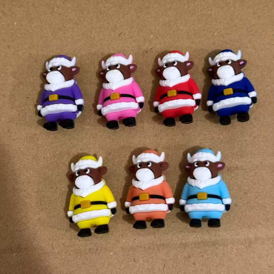 3D Christmas Cow Moomoo Silicone Focal Beads 