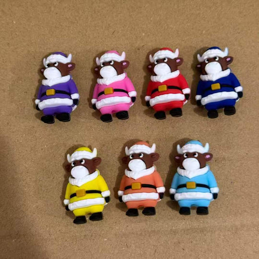 3D Christmas Cow Moomoo Silicone Focal Beads 