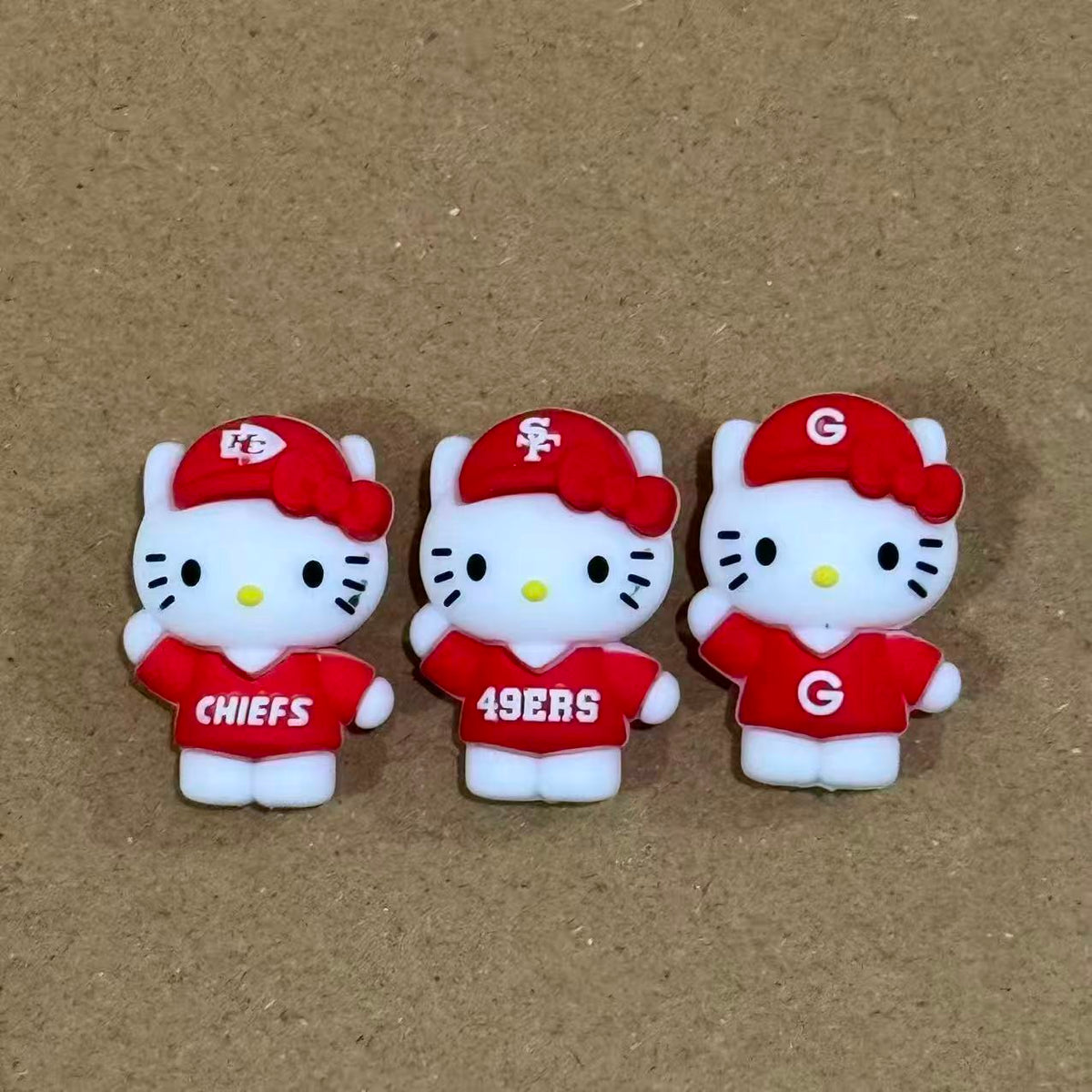 3D Cat Wearing Red Clothes American Football Silicone Focal Beads