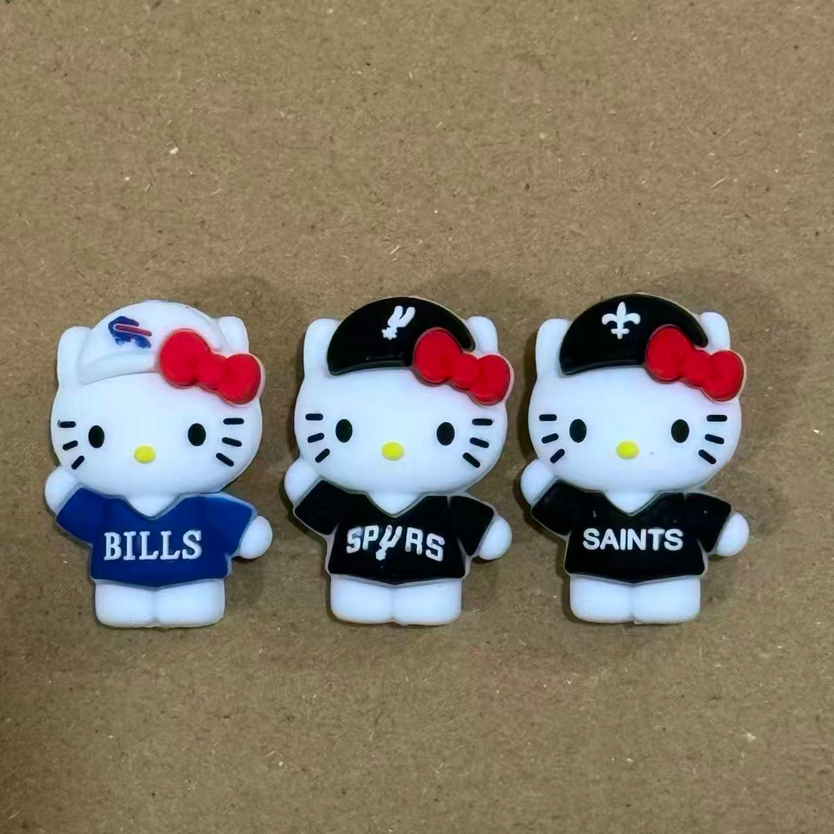 3D Cat With Red Bowtie & Wearing American Football Clothes Silicone Focal Beads