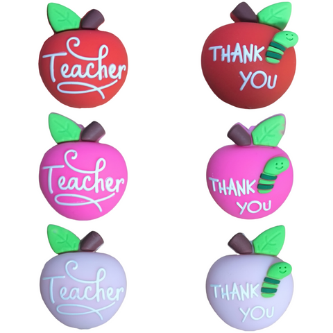 3D Apple Thank You Teacher Silicone Focal Beads For Pen Making