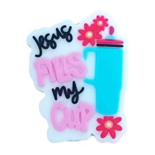 jesus fills my cup silicone focal beads