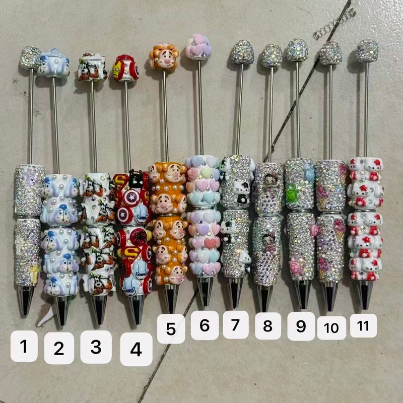 Cute Cartoon Beadable Pen Diamond DIY Beaded Pens Bulk