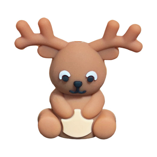Christmas Reindeer Silicone Focal Beads – Cute 3D Elk for DIY Crafts