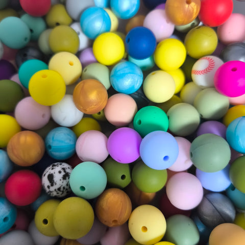 16mm Random mix Solid color Silicone Beads