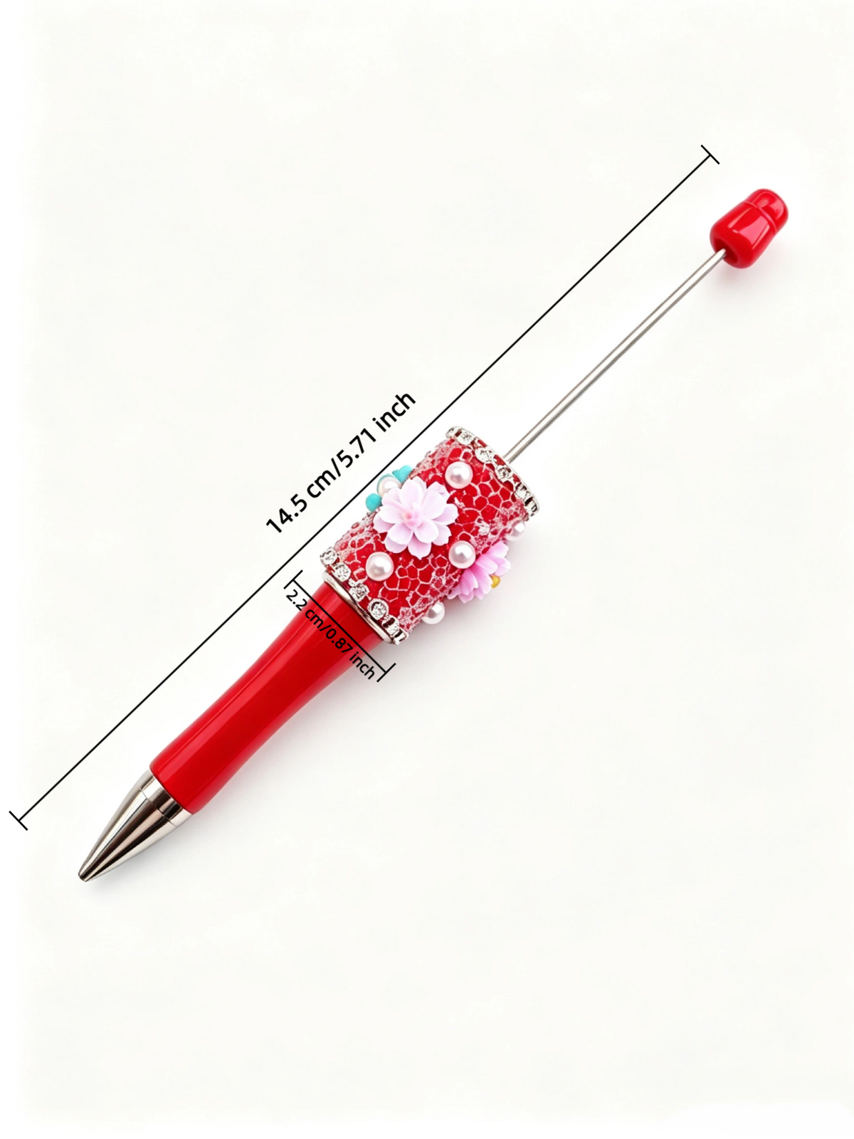 Red flower pearl beaded pens
