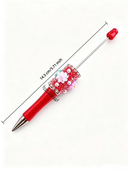 Red flower pearl beaded pens