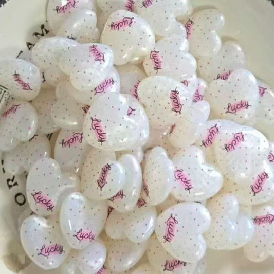 glossy lucky heart shape acrylic beads in mixed colors for pen making and DIY crafts