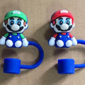 cute cartoon plumber silicone straw topper for tumbler cup accessory