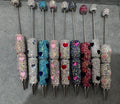 Beadable Clay Pens with Cute heart Rhinestones Covered the Entire Pen