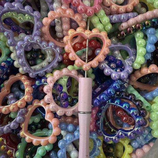 heart and round frame acrylic spacer beads mixed colors for beadable pens