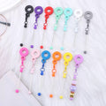 DIY Beadable for Keychains in Solid Color with Carabiner Hook Silicone Ring Hoop On Cup's Straw