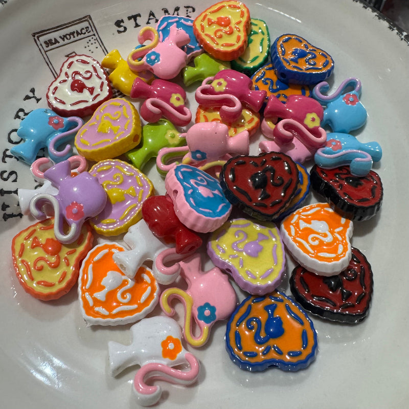 cute girl shape acrylic beads mixed color cartoon DIY craft beads for pens