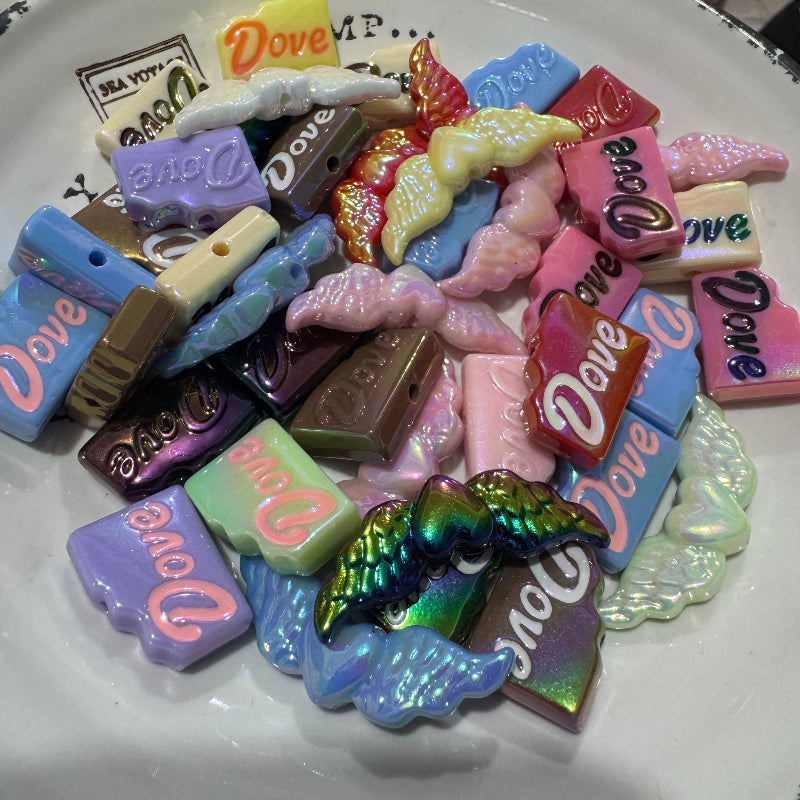 candy heart wing acrylic beads mixed shape cute DIY craft beads for pens