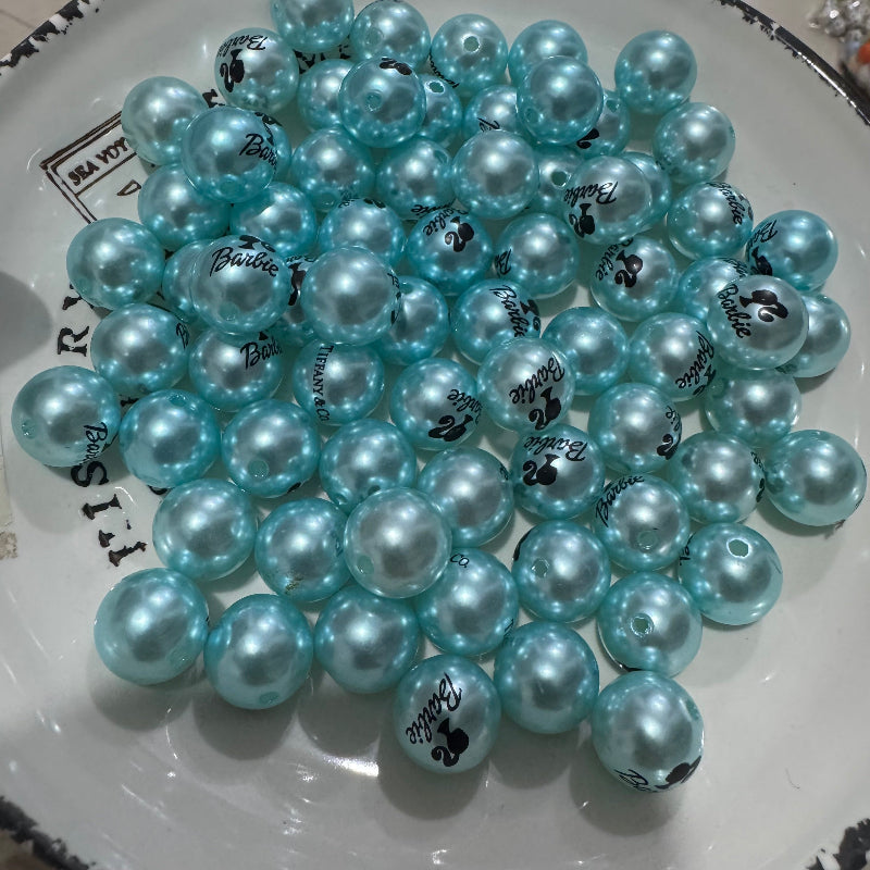 16mm teal pearl acrylic beads glossy round DIY craft beads for pens