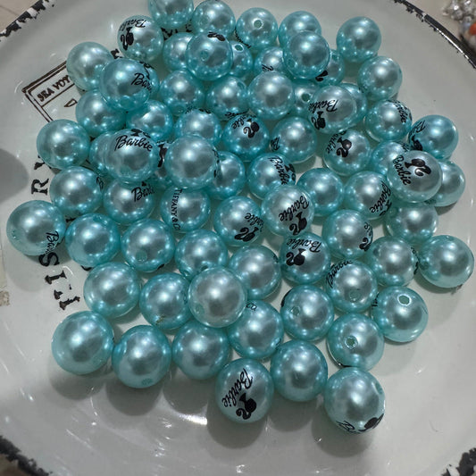 16mm teal pearl acrylic beads glossy round DIY craft beads for pens