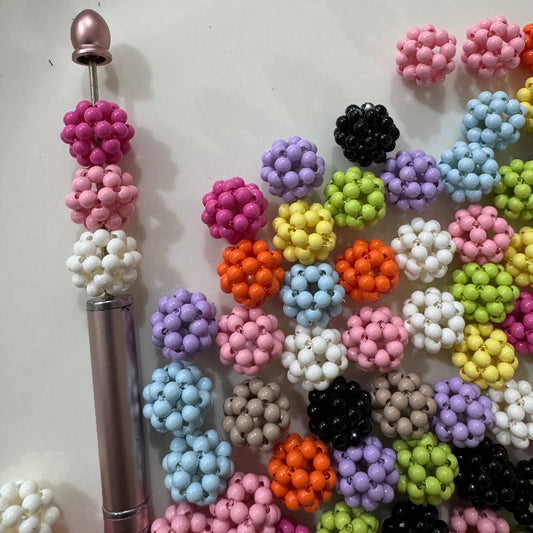 16mm handmade cluster acrylic beads colorful bubble textured beads for pen making DIY