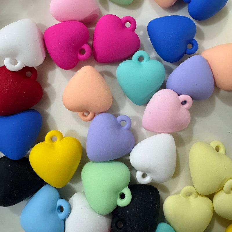 32mm large heart acrylic beads mixed colors for jewelry making