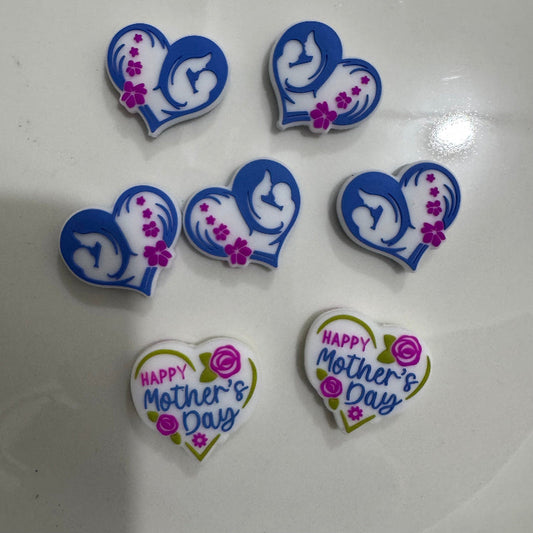 Mother’s Day Silicone Focal Beads – Heart Shape Design for DIY Crafts（b-19）