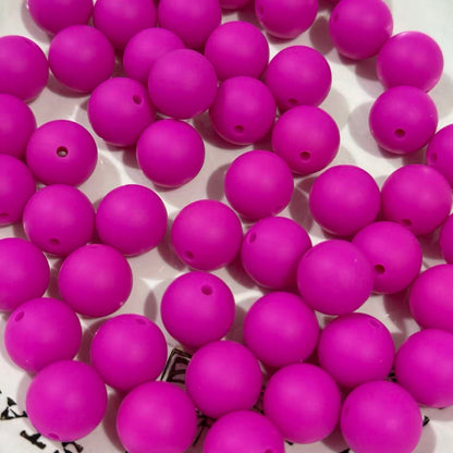 16mm hot pink solid color silicone beads round smooth beads for pen making jewelry DIY crafts