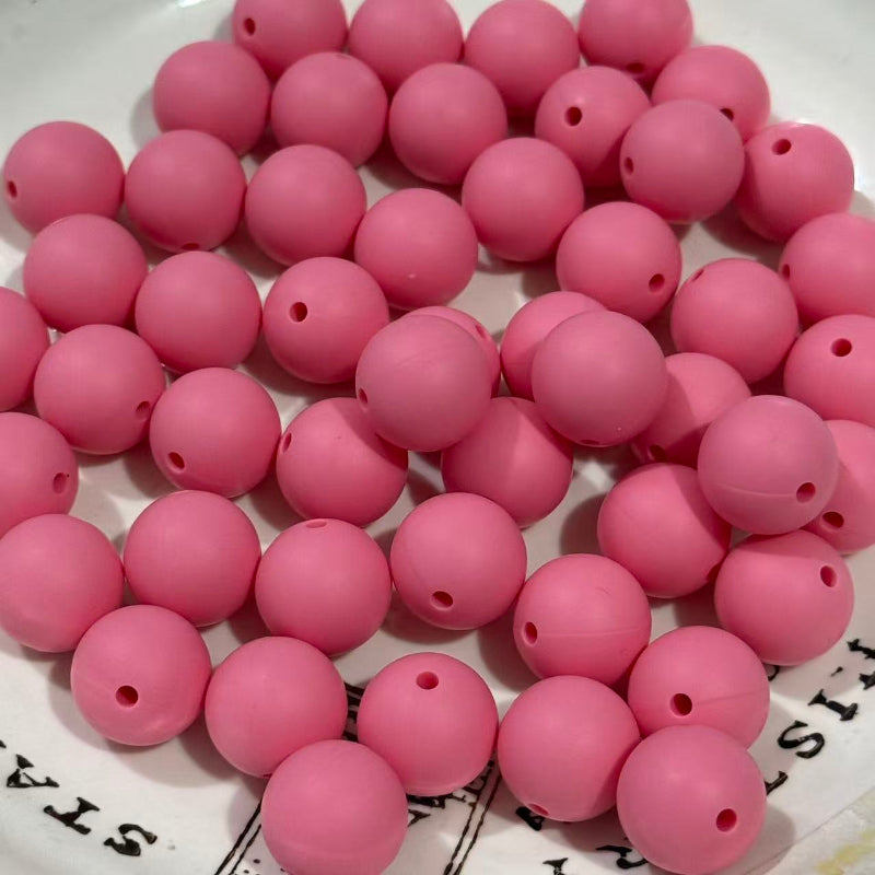 16mm dark pink solid color silicone beads round smooth beads for pen making jewelry DIY crafts