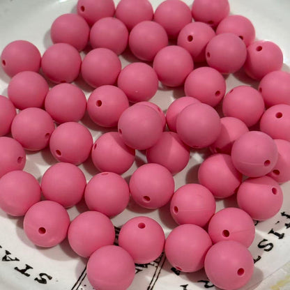 16mm dark pink solid color silicone beads round smooth beads for pen making jewelry DIY crafts