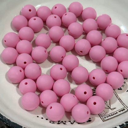 16mm baby pink solid color silicone beads round smooth beads for pen making jewelry DIY crafts