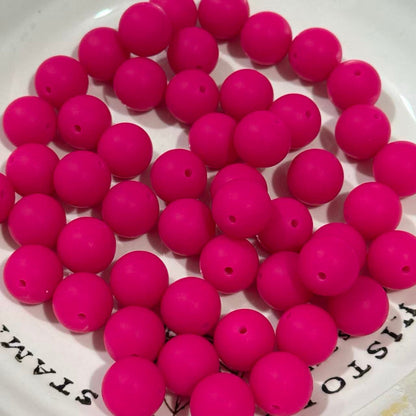 16mm hot pink solid color silicone beads round smooth beads for pen making jewelry DIY crafts