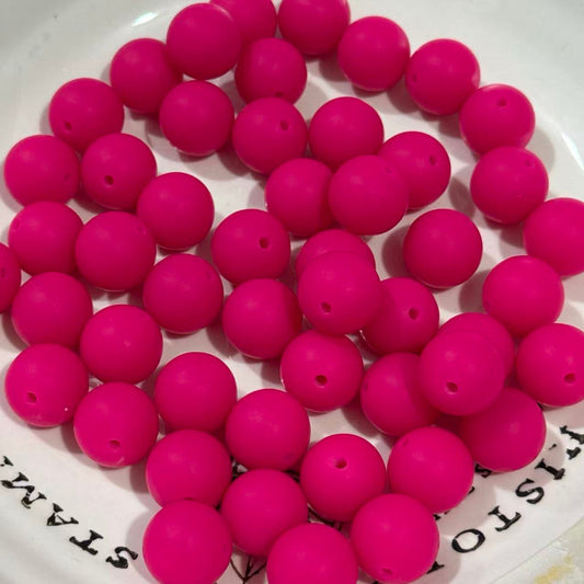 16mm hot pink solid color silicone beads round smooth beads for pen making jewelry DIY crafts