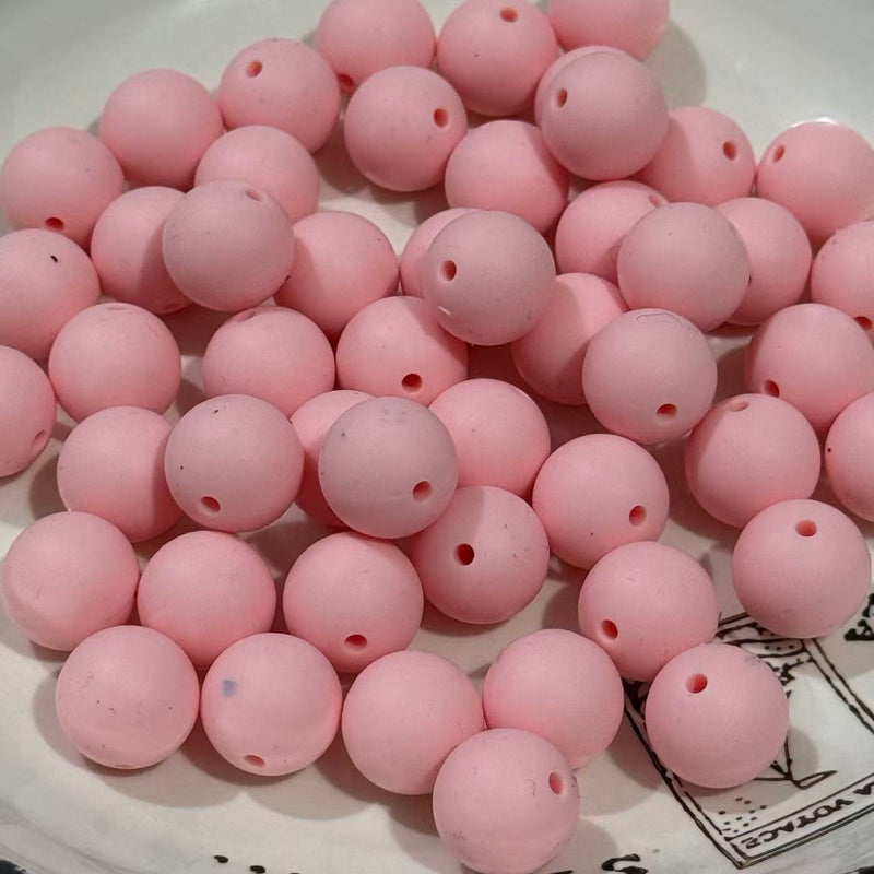 16mm light pink solid color silicone beads round smooth beads for pen making jewelry DIY crafts