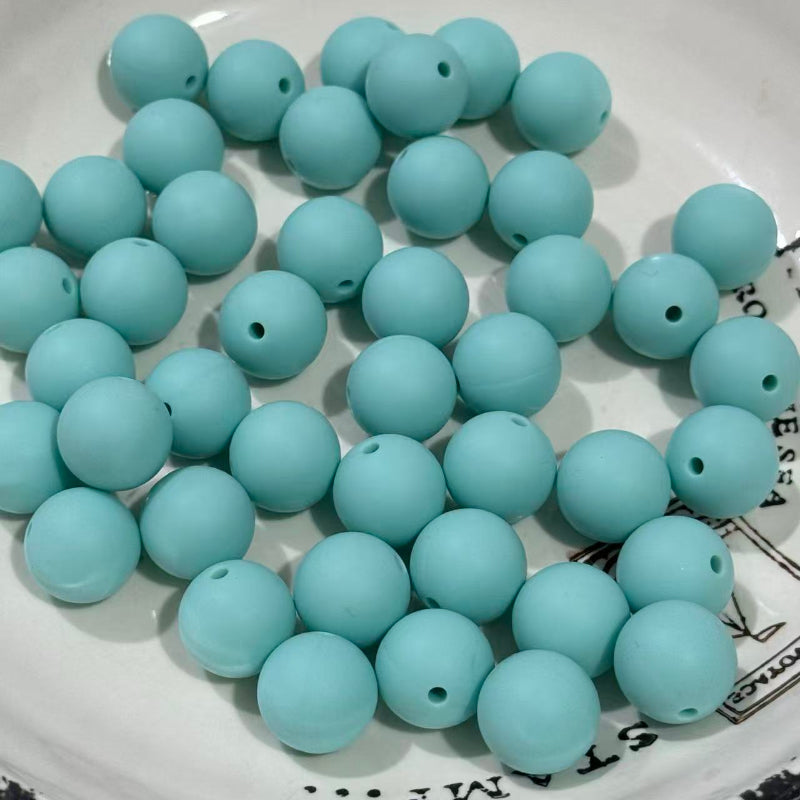 16mm baby blue solid color silicone beads round smooth beads for pen making jewelry DIY crafts