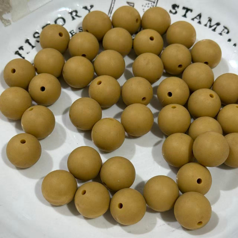 16mm olive green solid color silicone beads round smooth beads for pen making jewelry DIY crafts