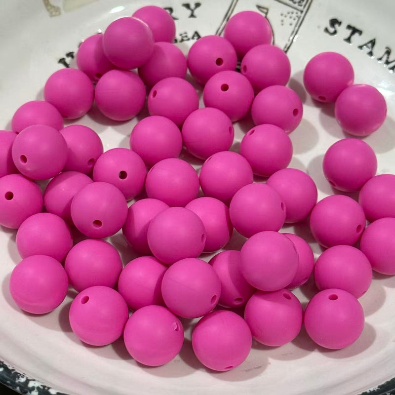 16mm pink solid color silicone beads round smooth beads for pen making jewelry DIY crafts