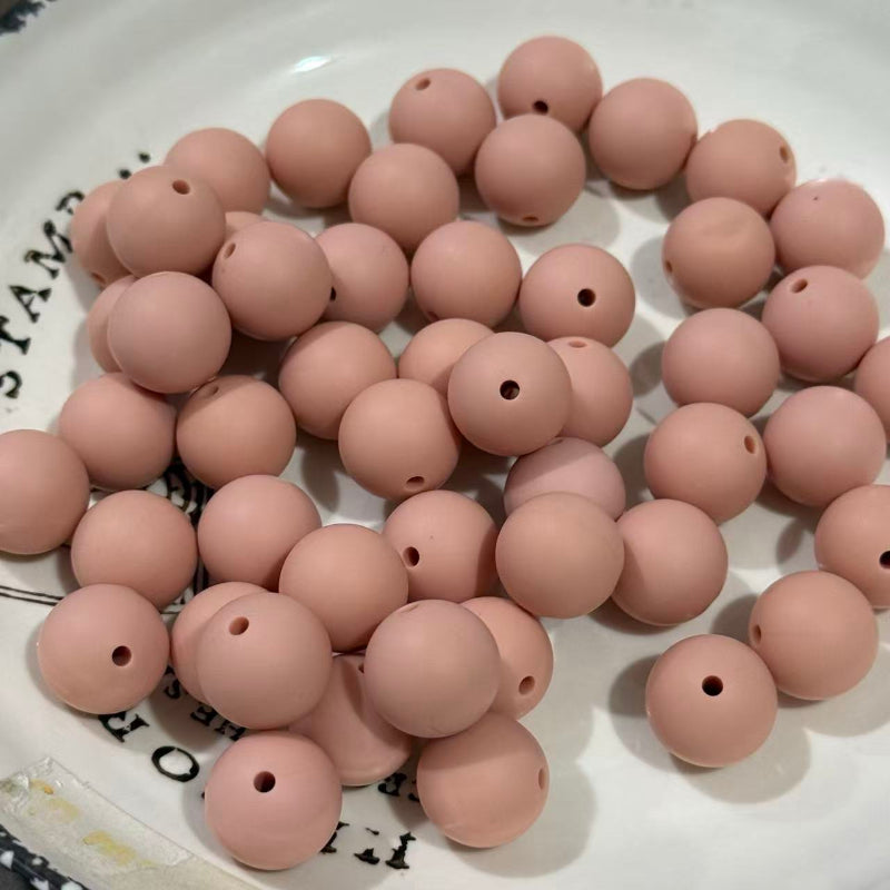 16mm nude pink solid color silicone beads round smooth beads for pen making jewelry DIY crafts
