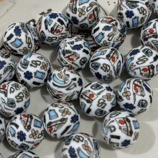 16mm nurse printed silicone beads for DIY pen making craft supplies