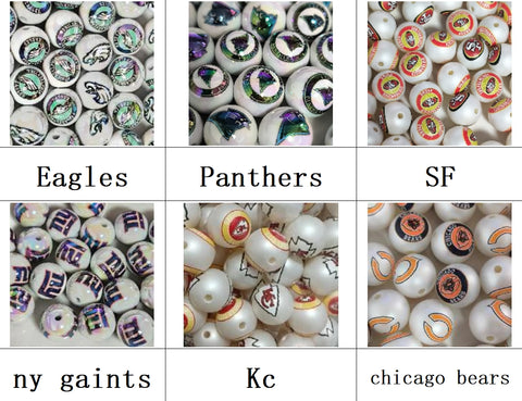 16mm Eagles & Panthers & SF & Ny gaints & kc & Chicago Bears Acrylic Beads For Pen Making