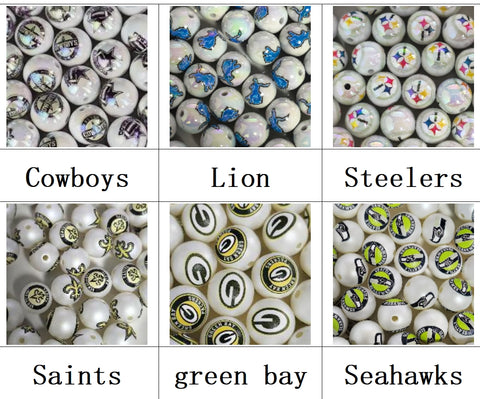 16mm Cowboys Lion Steelers Saints Grenn Bay & Seahawks Acrylic Beads For Pen Making