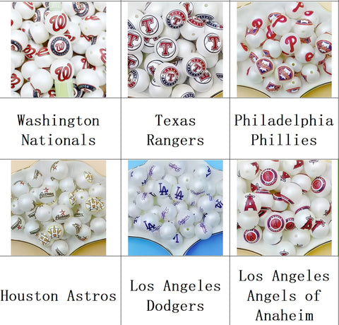 16mm Washington Nationals Texas Rangers Philadelphia Phillies Houston Astros Los Angeles Dodgers Los Angeles Angels of Anaheim Acrylic Beads For Pen Making