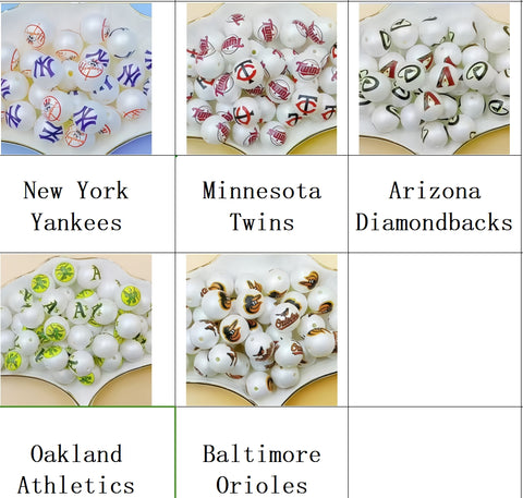 16mm NY Minnesota Twins Arizona Diamondbacks Oakland Athletics Baltimore Orioles Acrylic Beads For Pen Making