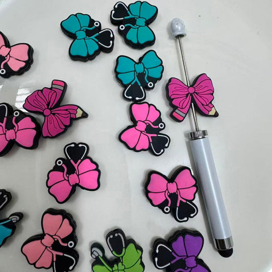 flat bow silicone focal beads diy