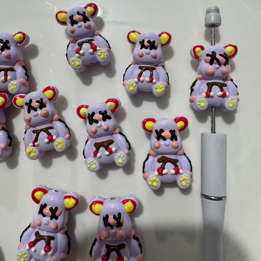 purple bear acrylic bead cute cartoon for pen making