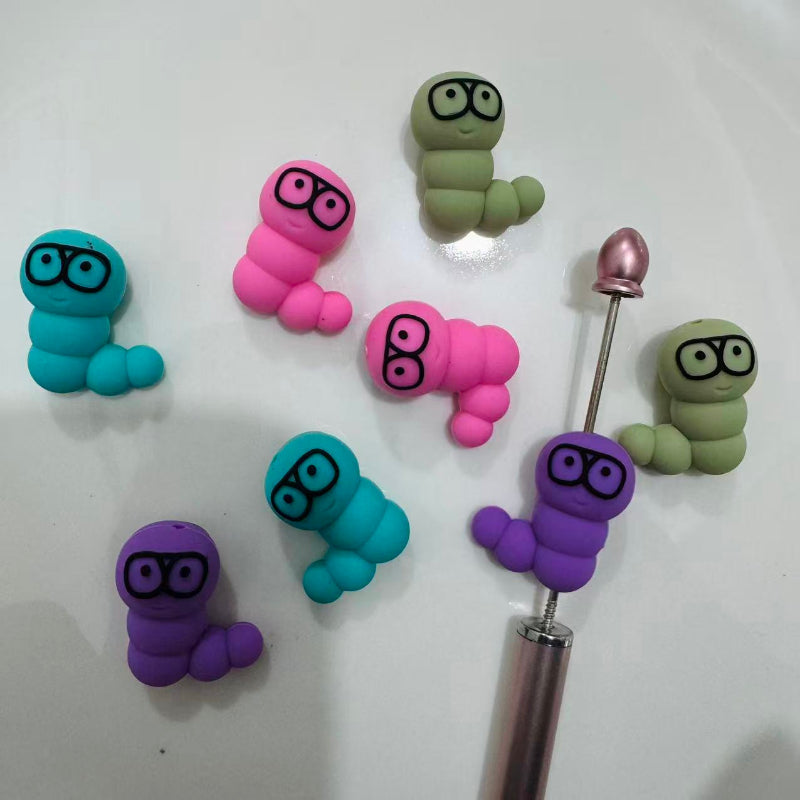 3d bookworms silicone focal bead for pen 