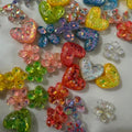 Shiny Acrylic Heart & Flower Charms for Hair Clips DIY Craft Accessories