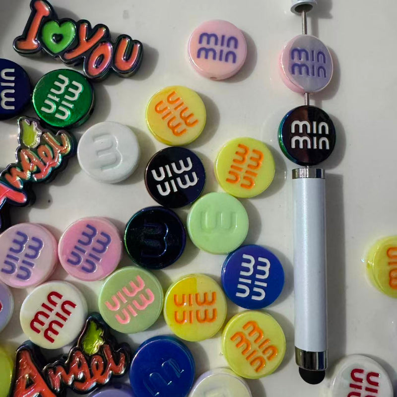 round flat acrylic beads for beadable pens random mix
