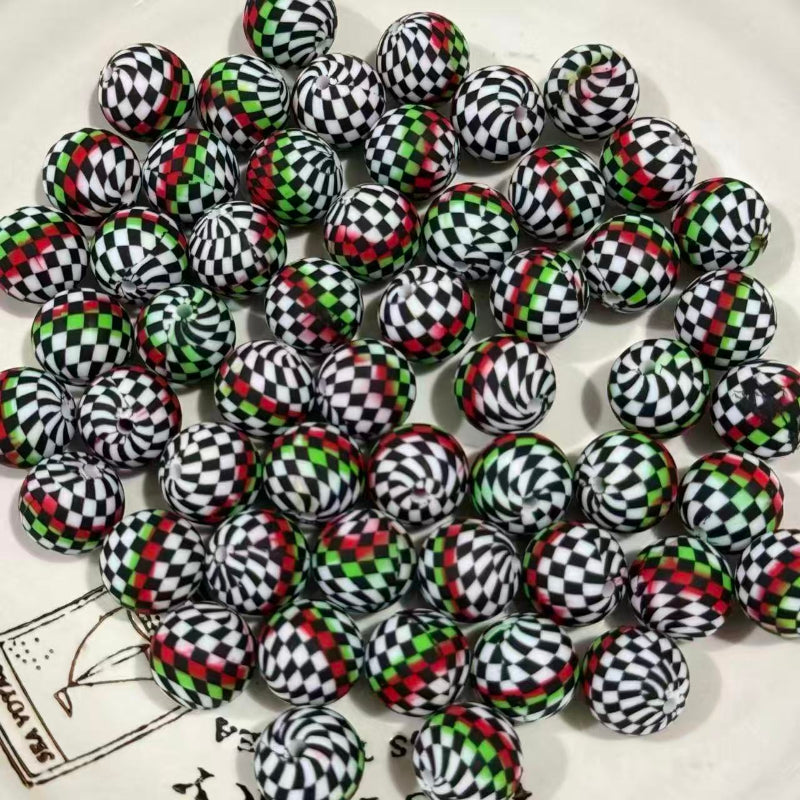 16mm checkered pattern silicone beads for DIY pen making and craft supplies